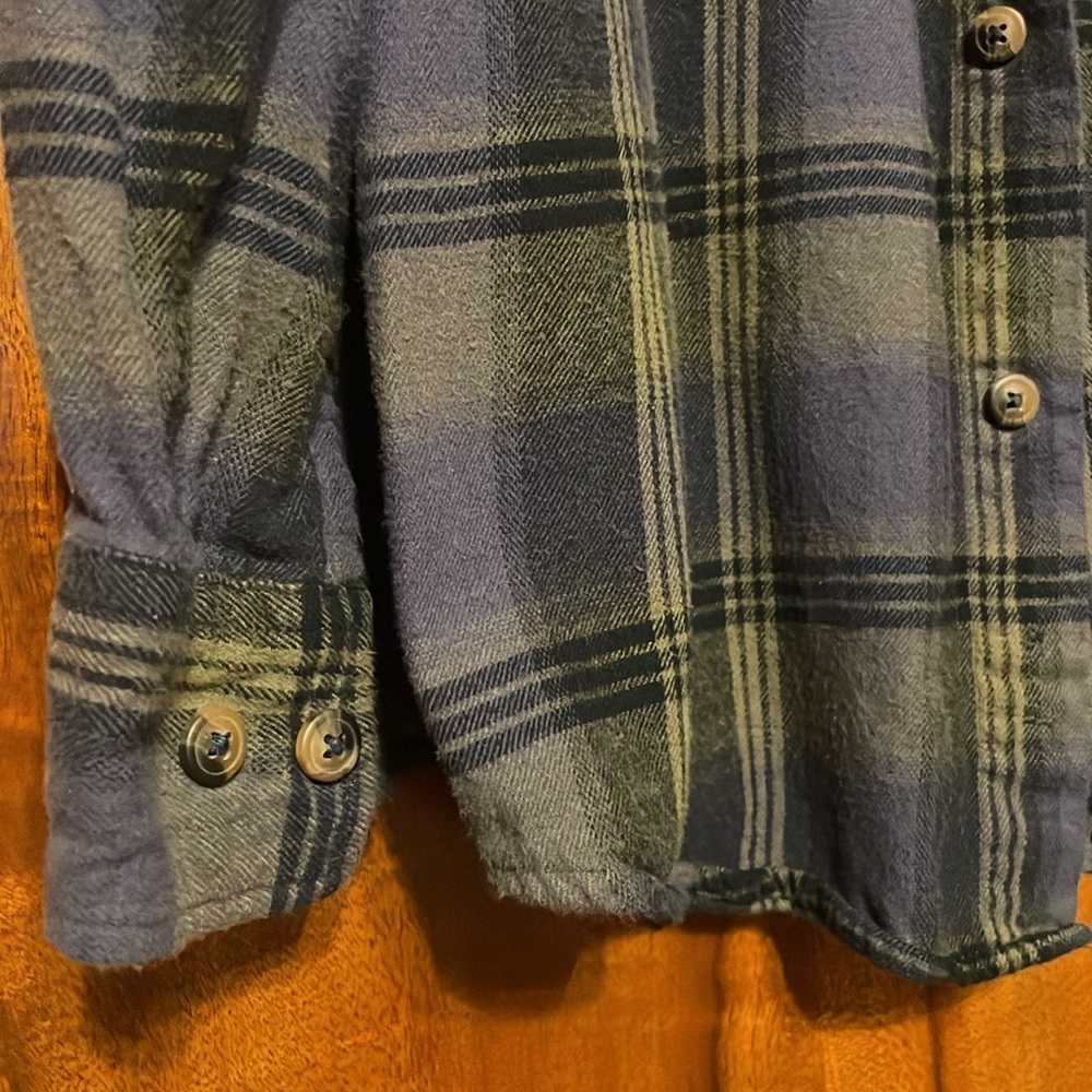 Blue Mountain Men's M Blue Green Plaid Flannel Shirt Long Sleeve Button Up - Picture 10 of 12